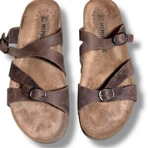 Mephisto Helen Brown Leather Sandals